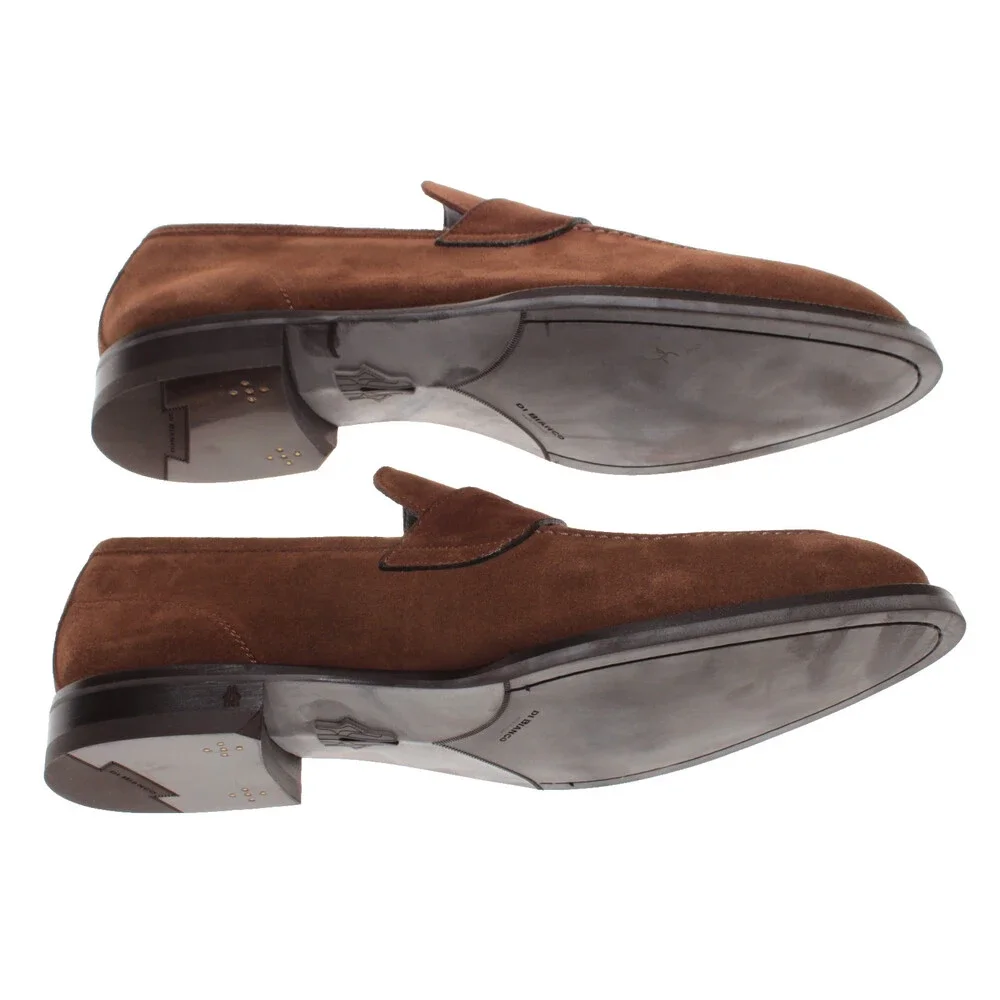Di Bianco NWB Slip On Penny Loafers Size 10.5 US in Brown Suede Made in Italy